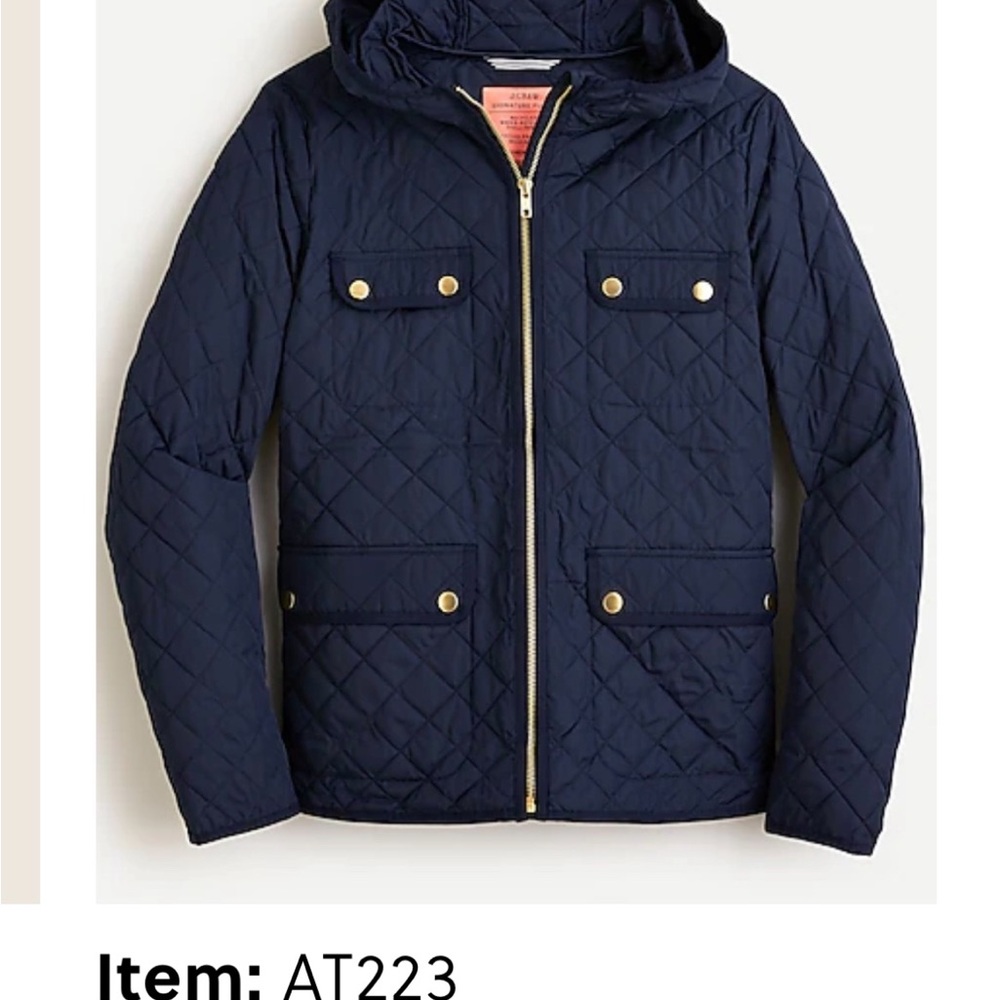 Navy Quilted Jacket with Gold Accents